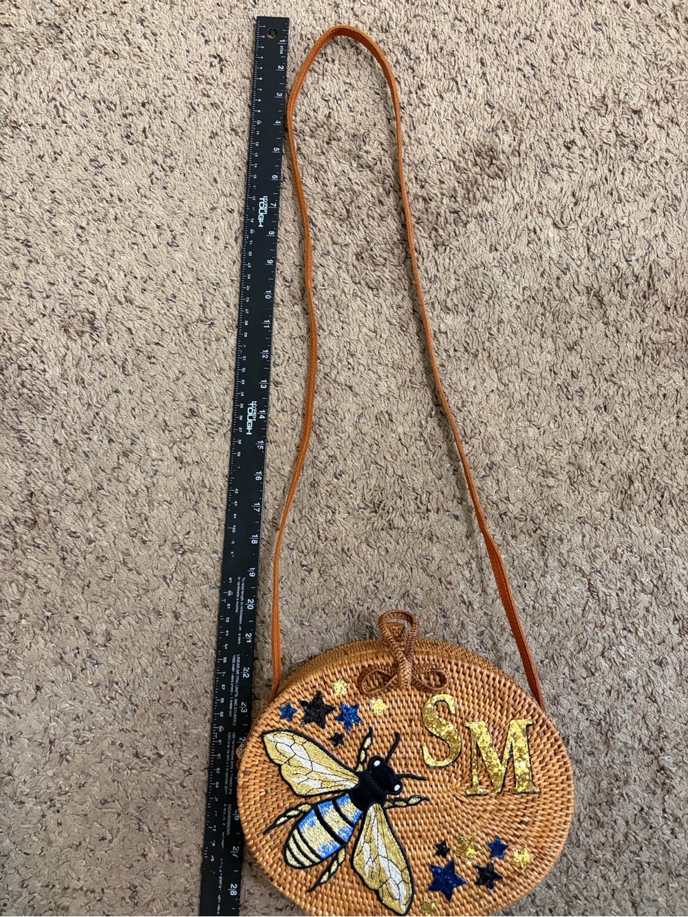 Lily & Bean Oval Rattan Crossbody Bag - Bumble Bee Personalised SM, Wicker Purse - Picture 8 of 8